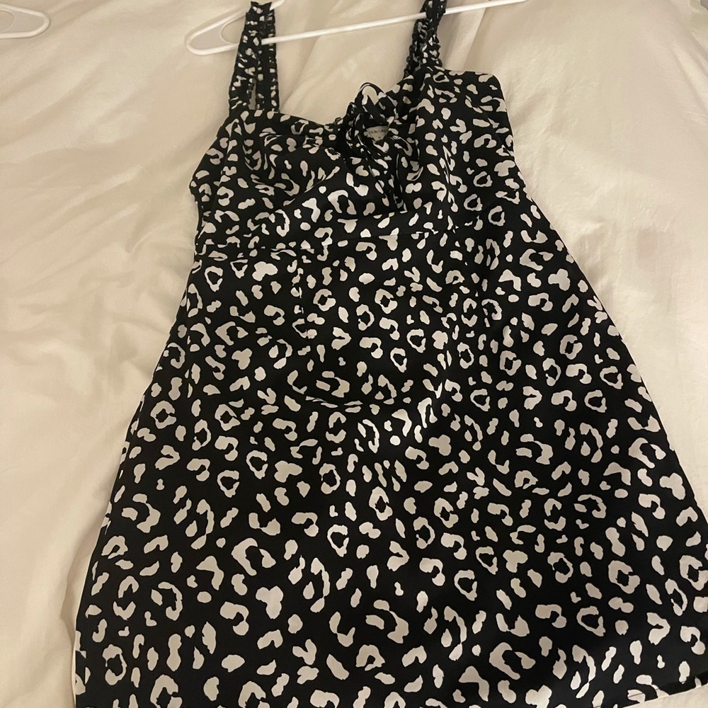 Black and white leopard dress